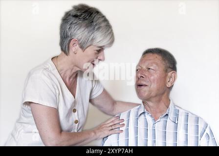 Senior with carer Stock Photo