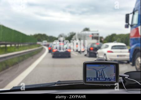 Vehicles stuck in a traffic jam on the motorway Stock Photo