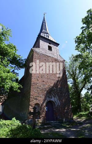 Mellenthin moated castle, castle church, Mellenthin, Usedom Island, Mecklenburg-Western Pomerania, Germany, Europe Stock Photo