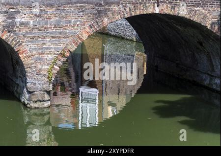 Close-up of a round arch bridge. Bruges, Flanders, Belgium, Europe Stock Photo