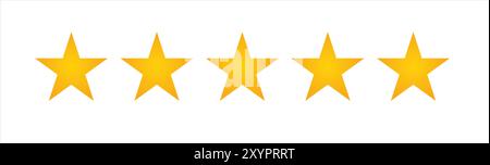 Five stars customer product rating review flat icon for apps and websites Premium quality concept. Yellow Stars. Flat Vector illustration Stock Vector