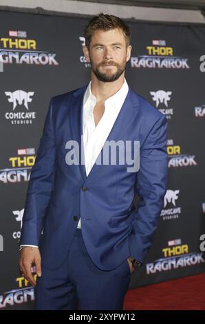 Chris Hemsworth at the World premiere of 'Thor: Ragnarok' held at the El Capitan Theatre in Hollywood, USA on October 10, 2017 Stock Photo