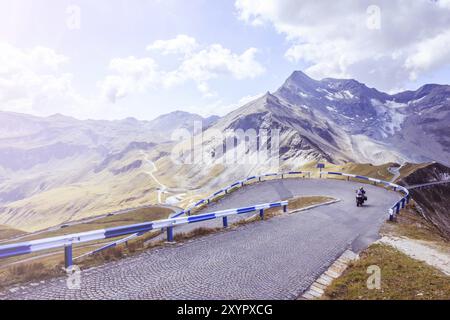 Mountain Range in the Alps: Grossglockner and the High Alpine Road in Austria, Summer time Stock Photo