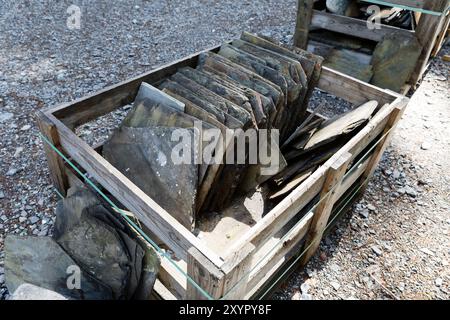 Slates in a wooden box Stock Photo