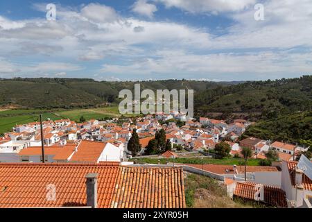 View over the red tiled roofs of Odeceixe at the Algarve, Portugal, Europe Stock Photo