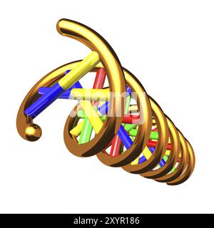 DNA molecule double helix 3D illustration isolated on white background Stock Photo