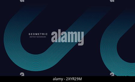 Abstract background, futuristic background, technology background, Geometric stripe line art design, futuristic glowing circle lines background Stock Vector