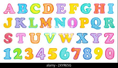 Canvas Textured Crayon Hand Drawing Alphabet Isolated Stock Photo