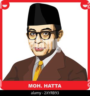 Mohammad Hatta 1st Vice President of Republic of Indonesia Stock Vector