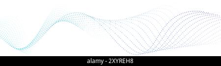 Flowing dots particles wave pattern in blue colors gradient. Vector illustration Stock Vector