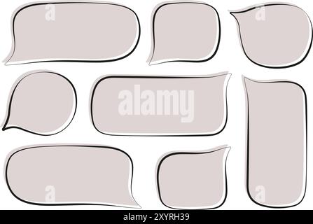 Set of cute hand drawn speech bubbles. Vector illustration Stock Vector