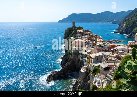 Vernazza, one of five villages at the Cinque Terre, Italy Stock Photo ...