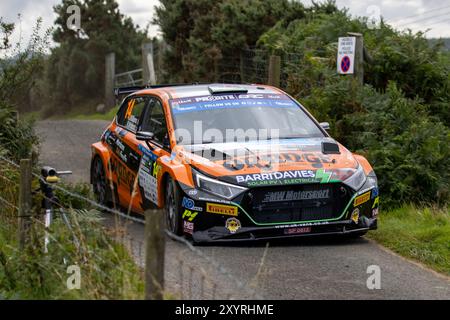 Aberystwyth, Dyfed, UK. 30th Aug, 2024. 2024 FIA European Rally Championship Day 1; Driver James Williams and co-driver Ross Whittock in their Hyundai i20 N during the rally shakedown Credit: Action Plus Sports/Alamy Live News Stock Photo