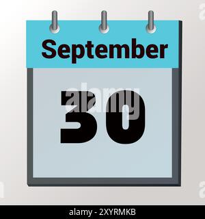 day on the calendar, vector image format, September 30 Stock Vector