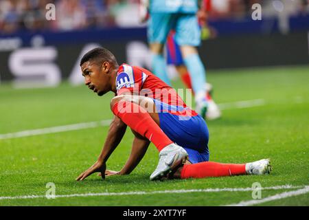 Madrid, Spain. 28th Aug, 2024. Samuel Lino (Atletico de Madrid) seen during LaLiga EA SPORTS game between teams of Atletico de Madrid and RCD Espanyol at Estadio Civitas Metropolitano. Final Score : Atletico de Madrid 0 : 0 RCD Espanyol Credit: SOPA Images Limited/Alamy Live News Stock Photo