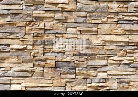Natural Stone Wall Texture – Detailed Background of Stacked Stonework Stock Photo