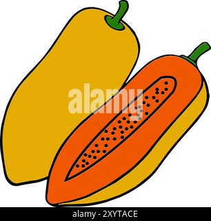 ripe papaya fruit icon Stock Vector