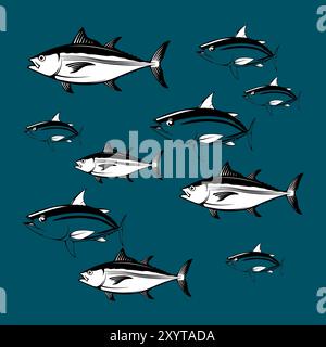 vector icon of tuna or tuna fish, vectors illustration. Stock Vector