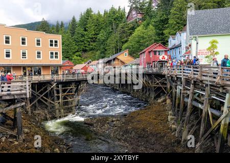 Historic Creek Street in Ketchikan, Alaska, USA Stock Photo