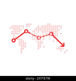 economic decline with global world map Stock Vector