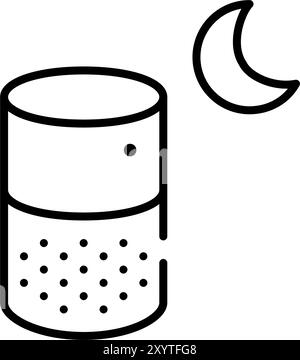 Virtual assistant smart speaker with moon symbol. Night mode. Pixel perfect vector icon Stock Vector