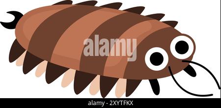 Vector cartoon centipede. Funny prehistoric insect. Woodland beetle. Cute forest creepy-crawly illustration for kids isolated on white background. Tro Stock Vector
