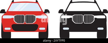 Car front view vector flat icon. Car parking cartoon front design shape Stock Vector
