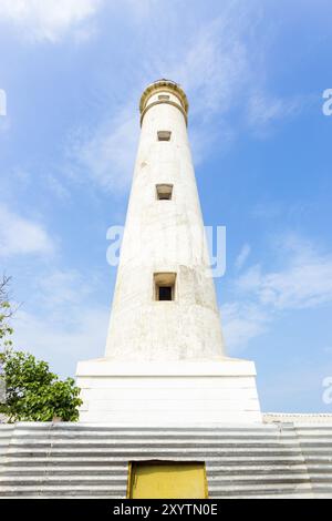 Low angle view of military occupied Point Pedro Lighthouse on the northern coast of Jaffna in Sri Lanka Stock Photo