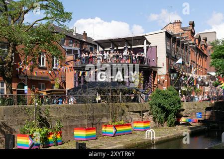 Canal Street during Manchester Pride Weekend. On Bar in the Gay Village Stock Photo