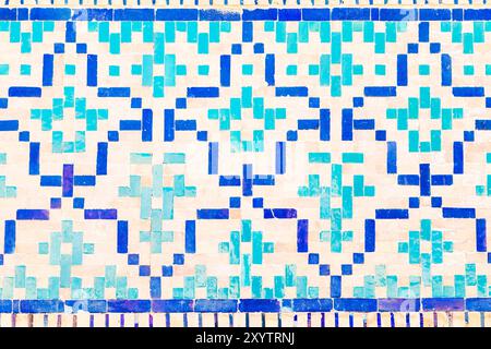 Traditional Uzbek pattern on ceramic tile. Culture and art of Samarkand, Uzbekistan. Stock Photo