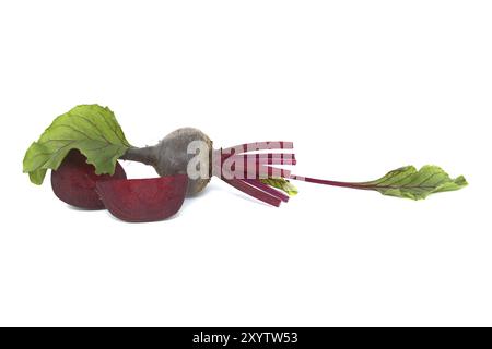 Fresh whole and sliced beet, beetroot isolated on white background Stock Photo