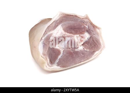 Uncooked fresh raw pork shank isolated on white background Stock Photo