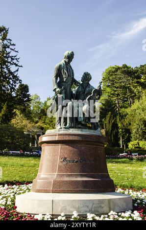 Baden bei Wien, Vienna, Austria, 25.04.2015: Monument to the great Austrian composers Lanner and Strauss in Baden near Vienna. Austria, Europe Stock Photo