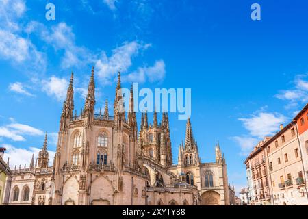 Rear View of the Burgos Cathedral, a historic building in the Castilla y Leon Region, Spain Stock Photo