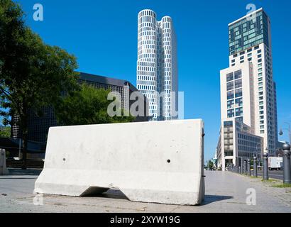 Concrete barrier to ward off terrorism at Breitscheidplatz in Berlin Stock Photo