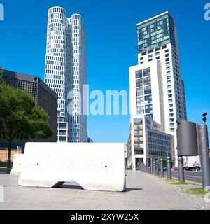 Concrete barrier to ward off terrorism at Breitscheidplatz in Berlin Stock Photo