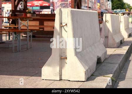 Concrete barriers to ward off terrorism at Breitscheidplatz in Berlin Stock Photo