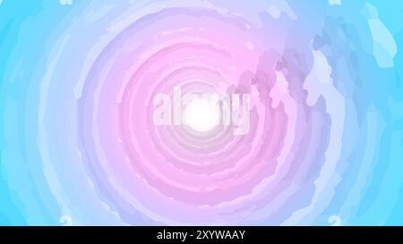 This digital abstract image features a swirling vortex of pastel light, blending soft colors like blue, pink, and purple. Stock Vector