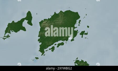 Pulau Banggi in the Sulu Sea on a colored elevation map Stock Photo