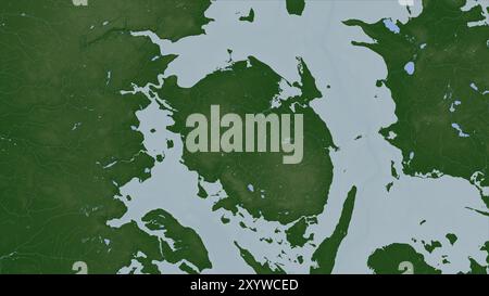 Funen Island in the Kattegat on a colored elevation map Stock Photo