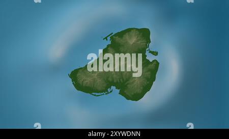 Kosrae Island in the North Pacific Ocean on a colored elevation map Stock Photo