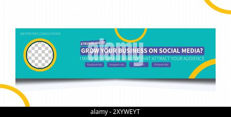 Social media banner design LinkedIn banner digital marketing agency Stock Vector