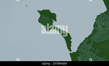 Ile de Noirmoutier in the Bay of Biscay on a colored elevation map Stock Photo