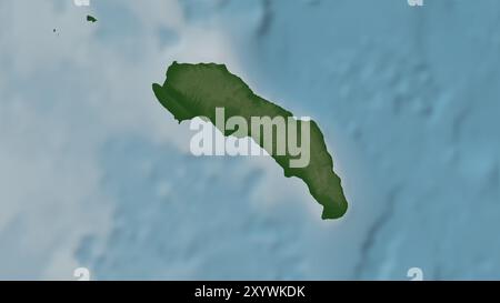 Shadwan Island in the Red Sea on a colored elevation map Stock Photo