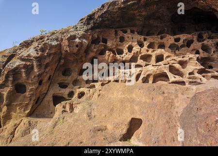 Cenobio de Valeron, archeological site, aboriginal caves in Grand Canary, Canary islands Stock Photo