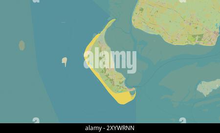 Amrum Island in the North Sea on a topographic, OSM Humanitarian style map Stock Photo