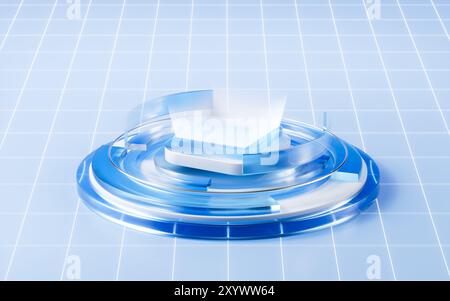 Abstract translucent with gradient empty stage, 3d rendering. 3d illustration. Stock Photo