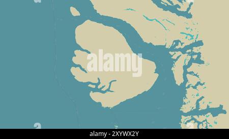 Disko Island in the Baffin Bay on a topographic, OSM Humanitarian style map Stock Photo