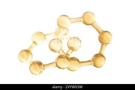 Golden abstract spheres, golden molecules, 3d rendering. 3d illustration. Stock Photo