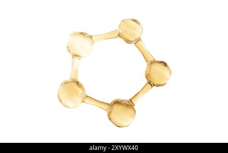 Golden abstract spheres, golden molecules, 3d rendering. 3d illustration. Stock Photo